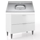Ver imagem 1 de Balcão de Cozinha com Pia Inox 100cm Pérola Z34 Branco - Mpozenato