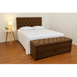 Kit Casal Baú Gaveta e Cabeceira com Fixação no Box 140x117cm na Cor Marrom - 2