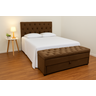 Kit Casal Baú Gaveta e Cabeceira com Fixação no Box 140x117cm na Cor Marrom - 2