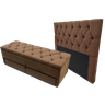 Kit Casal Baú Gaveta e Cabeceira com Fixação no Box 140x117cm na Cor Marrom - 3