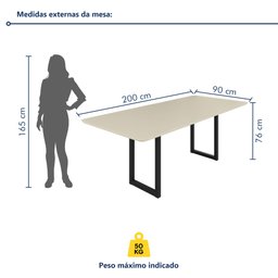 Conjunto Sala de Jantar Mesa 08 Cadeiras Madri Retangular 200x90 Tampo Mdf Itália - 3