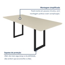 Conjunto Sala de Jantar Mesa 08 Cadeiras Madri Retangular 200x90 Tampo Mdf Itália - 9