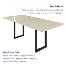 Conjunto Sala de Jantar Mesa 08 Cadeiras Madri Retangular 200x90 Tampo Mdf Itália - 7