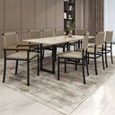 Ver imagem 1 de Conjunto Sala de Jantar Mesa 8 Cadeiras Tampo de MDF Itália Madri Bege/Preto