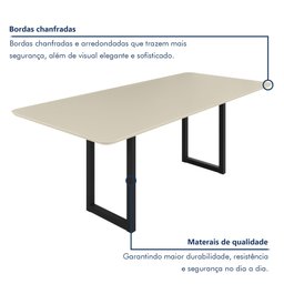 Conjunto Sala de Jantar Mesa 08 Cadeiras Madri Retangular 200x90 Tampo Mdf Itália - 8