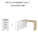 Ver imagem 3 de Conjunto 2 Peças com Escrivaninha Nero em L com e Gaveteiro Bit 4 Gavetas 8 Nichos 100% MDF 135cm Carvalho e