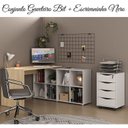 Ver imagem 1 de Conjunto 2 Peças com Escrivaninha Nero em L com e Gaveteiro Bit 4 Gavetas 8 Nichos 100% MDF 135cm Carvalho e
