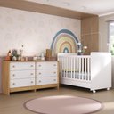 Ver imagem 1 de Berço 3 em 1 para Colchão 130x70cm com Rodízios e Cômoda Chantilly Multimóveis Mp4290 - Branco/