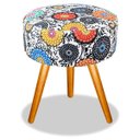 Ver imagem 1 de Puff Puf Banqueta Suede Mandala Branca Pés Palitos 50 Cm Para Sala Recepção