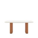 Ver imagem 1 de Mesa de Jantar Retangular C/ Vidro para 6 Lugares Lintz 184 Cm - Off White Fosco C/ Canella - Pu