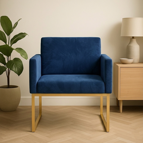 Poltrona Decorativa Reforçada para Recepção e Sala de Espera Azul