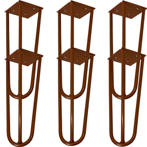 Kit 06 Pés de Ferro Aço Hairpin Legs 25 Cm Bronze A01 Sofá Móveis Mesa - Inoviza