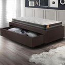 Ver imagem 6 de Base Box Cama Solteiro Sapateira Courino Linho Marrom e Colchão Bogota Inducol 88x188