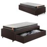 Base Box Cama Solteiro Sapateira Courino Linho Marrom e Colchão Bogota Inducol 88x188 - 1