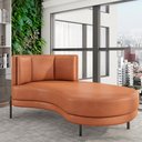 Ver imagem 2 de Sofá Chaise Longue Sala de Estar Living Lucca Direito D02 Couríssimo Camel B-14 - Lyam Decor