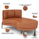 Ver imagem 3 de Sofá Chaise Longue Sala de Estar Living Lucca Direito D02 Couríssimo Camel B-14 - Lyam Decor