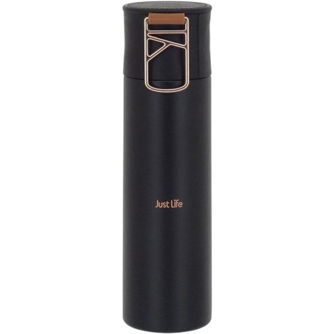 Just Life Garrafa Térmica 24x6x6cm 500ml Inox Preto Parede Dupla