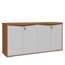 Ver imagem 6 de Conjunto 3 Peças com Mesa para Escritório Diretor, Balcão 4 Portas e Armário Multiuso 2 Freijó Branco Artany