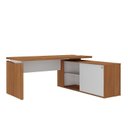 Ver imagem 5 de Conjunto 3 Peças com Mesa para Escritório Diretor, Balcão 4 Portas e Armário Multiuso 2 Freijó Branco Artany