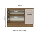 Ver imagem 3 de Balcão Multiuso 120cm 2 Portas 3 Gavetas Rustic/crema Agata Madesa Rustic/crema