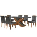 Ver imagem 7 de Mesa Lisboa 180 Mdf Vidro Canto Copo Com 6 Cadeiras