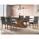 Ver imagem 2 de Mesa Lisboa 180 Mdf Vidro Canto Copo Com 6 Cadeiras