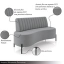 Ver imagem 3 de Sofá Living Decorativo 2 Lugares 1,60m Katara Pés de Ferro Veludo Cinza G33 - Gran Belo