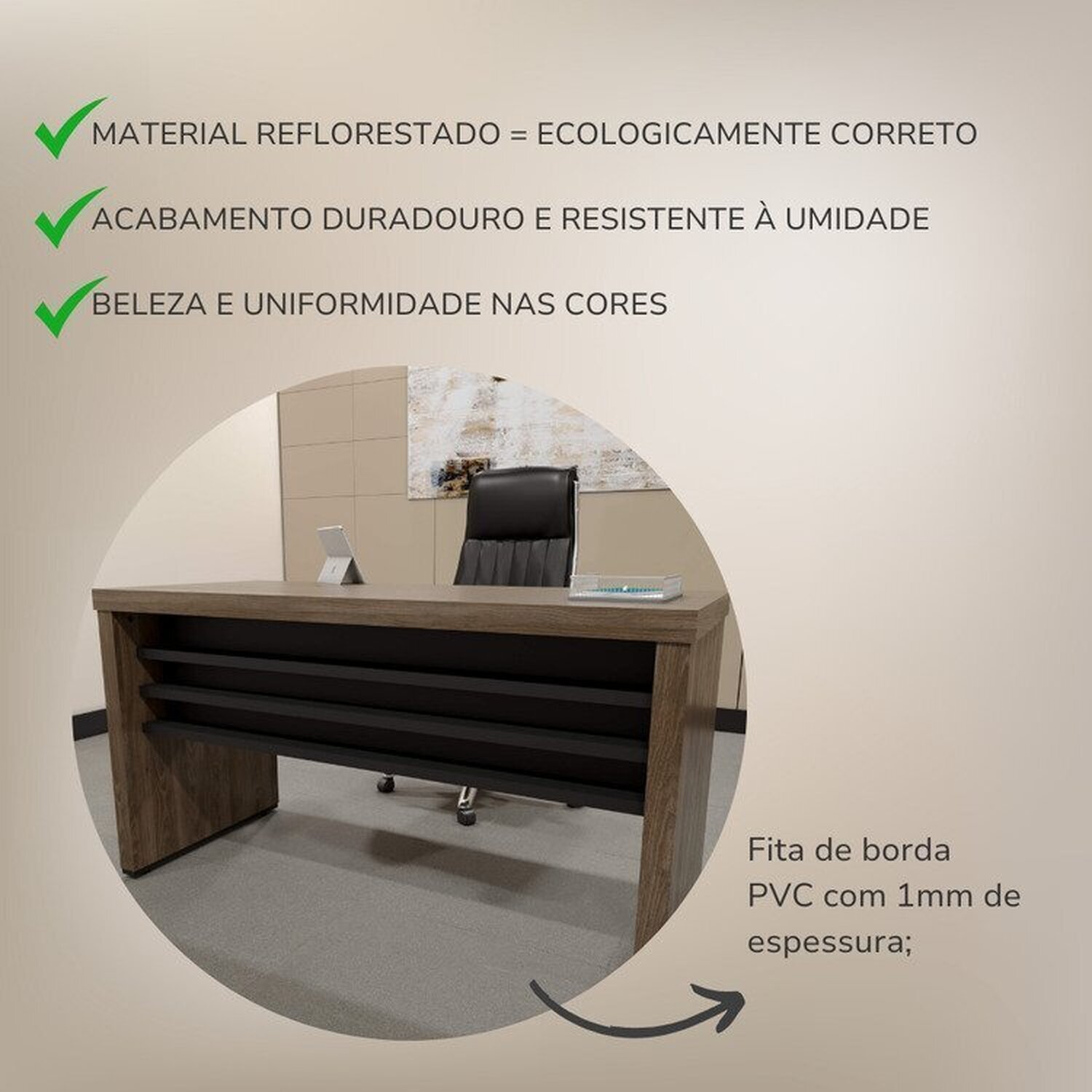 Mesa para Escritório em L em Tamburato 135,6cm - 14