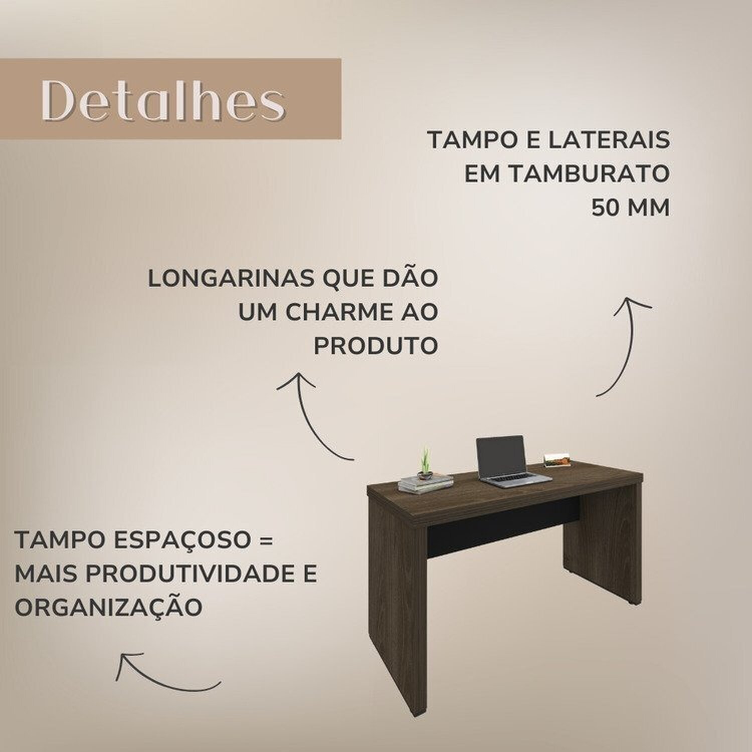 Mesa para Escritório em L em Tamburato 135,6cm - 13
