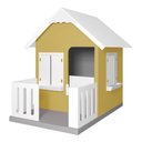 Ver imagem 1 de Casinha de Brinquedo com Cercado Floreiros Mdf Amarelo/branco L12 - Gran Belo