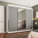Ver imagem 2 de Guarda Roupa Solteiro 3 Portas Correr com Espelho 220cm Madrid Politorno Móveis