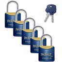 Ver imagem 1 de Cadeado Pequeno 20mm Haste Curta Latão Maciço Azul com Chave | Papaiz | Kit 05 Un