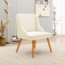 Ver imagem 2 de Kit 6 Cadeiras Decorativas Sala de Jantar Pés Palito de Madeira Firenze Veludo Bege/Natural G19 - Gr