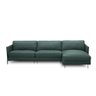Sofá Decorativo Karine 6 Lugares Sala de Estar 360cm com Chaise Pés em Aço Couro Verde Musgo - 1