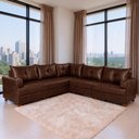 Ver imagem 1 de Sofá com Chaise Essenza Luxo 5 Lugares Reclinável 514cm Café Veludo