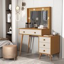 Ver imagem 2 de Penteadeira Agata 4 Gavetas Pés Palito Design Elegante Mdf:nature/off White