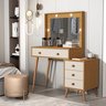 Penteadeira Agata 4 Gavetas Pés Palito Design Elegante Mdf:nature/off White - 2