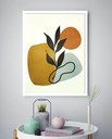 Ver imagem 1 de Quadro Decorativo Abstrato Sol Ramo - 70x50cm:moldura Branca