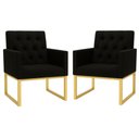 Ver imagem 1 de Kit 2 Poltronas para Recepção Thais com Base de Ferro Dourado Resistente Preto