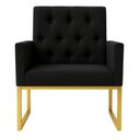 Ver imagem 3 de Kit 2 Poltronas para Recepção Thais com Base de Ferro Dourado Resistente Preto