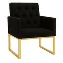 Ver imagem 4 de Kit 2 Poltronas para Recepção Thais com Base de Ferro Dourado Resistente Preto