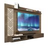 Painel Tv Quarto 170 cm Com Prateleira e Nichos Castanho Off White Roma Cambel - 2