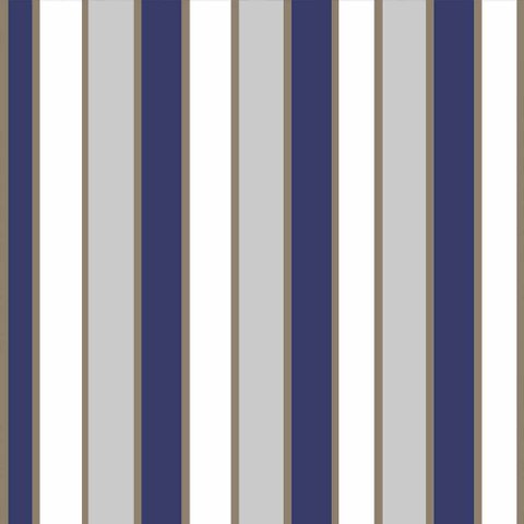 Papel de Parede Decorativo Listrado Cinza e Azul Escuro 1,5m