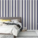 Ver imagem 2 de Papel de Parede Decorativo Listrado Cinza e Azul Escuro 1,5m