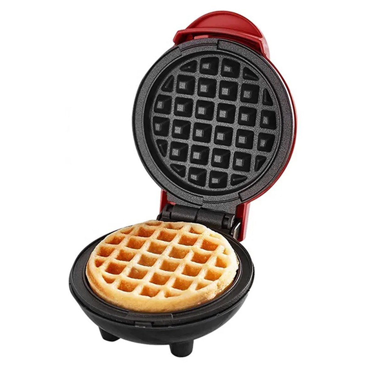 Mini Maquina de Waffles Panqueca Refeiçao Lanche Cozinha Cafe da Manha Placa Antiaderente Resistente - 3