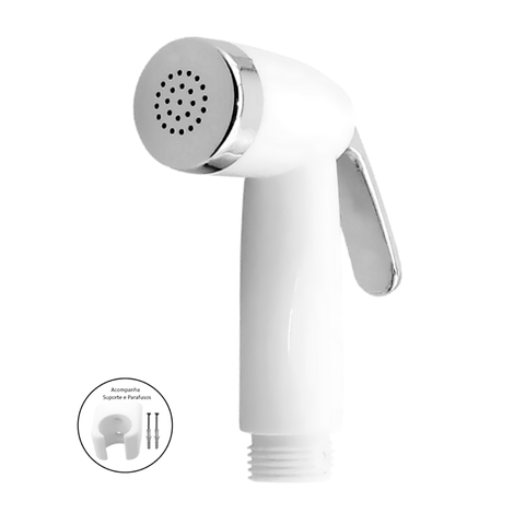 Gatilho De Ducha Higiênica Chuveirinho Branco ABS + Suporte:Branco