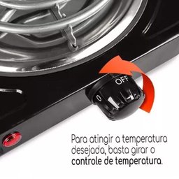 Fogareiro Fogão Elétrico Cooktop Portátil 5 Temperaturas 1 Boca 1.000w 127v - 3