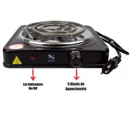 Fogareiro Fogão Elétrico Cooktop Portátil 5 Temperaturas 1 Boca 1.000w 127v - 2
