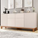 Ver imagem 1 de Balcão Buffet Mondriant 4 Portas Ripado 3d Off White/freijó - Caemmun