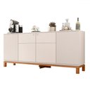 Ver imagem 2 de Balcão Buffet Mondriant 4 Portas Ripado 3d Off White/freijó - Caemmun